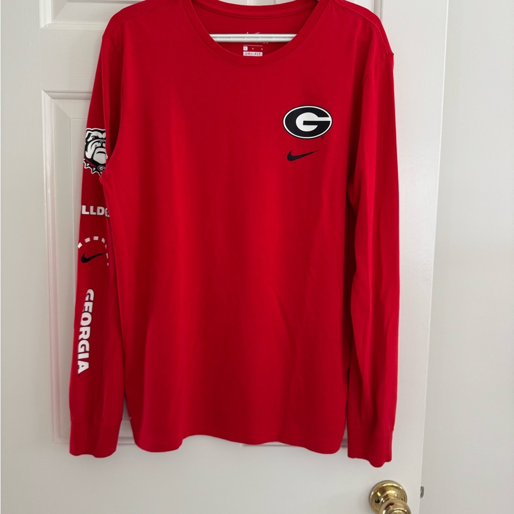 Nike Red Long Sleeve Shirt with Georgia Graphics